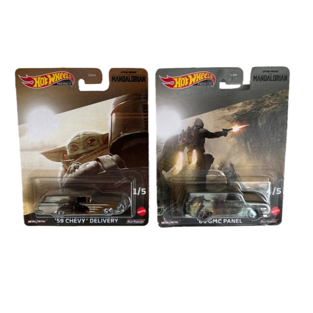Hot Wheels Premium Star Wars Mandalorian Metal Cars 59 Chevy & 64 GMC Panel New